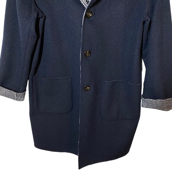 Schneiders of Salzburg Women's Reversible Alima Wool Coat Glen Plaid Navy Wht 8 - Picture 10 of 14